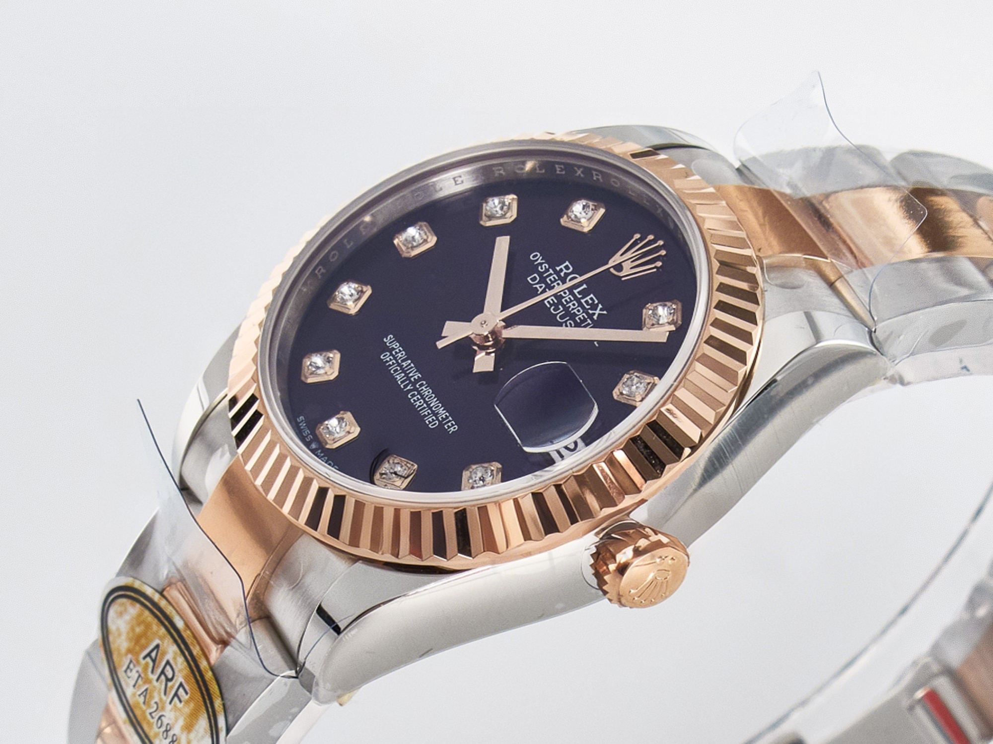Rolex DateJust 31 278271 ARF 1:1 Best Edition 904L Steel Purple Diamonds Dial on SS/RG Oyster Bracelet ETA 2688-fasswatch