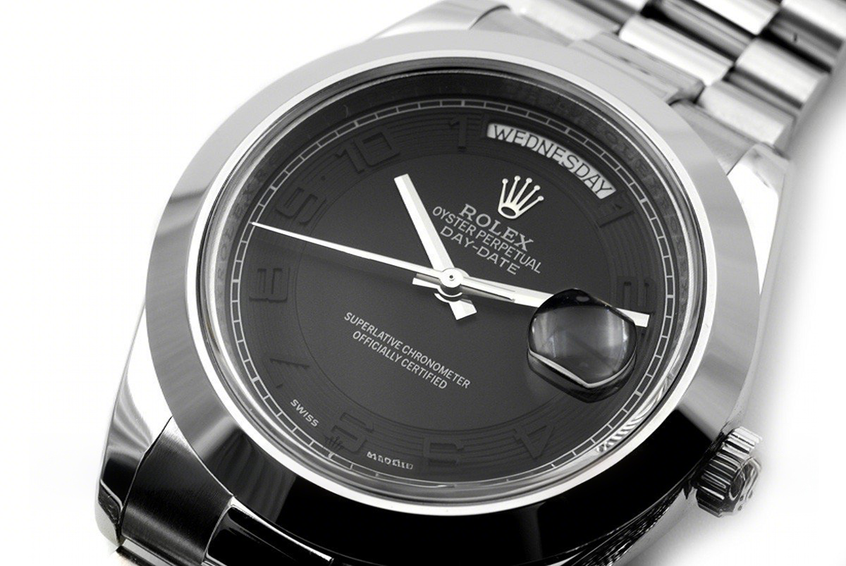 Rolex Day-Date II 218206 President Platinum Black Dial-fasswatch