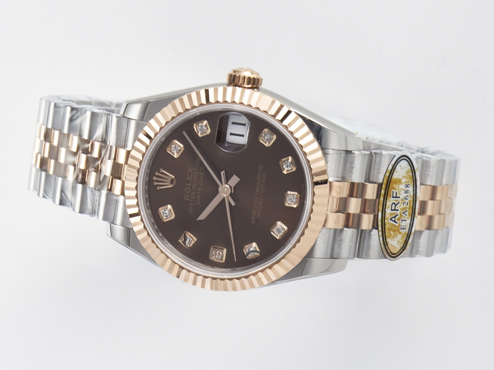 Rolex DateJust 31 278271 ARF 1:1 Best Edition 904L Steel Brown Diamonds Dial on SS/RG Jubilee Bracelet ETA 2688-fasswatch