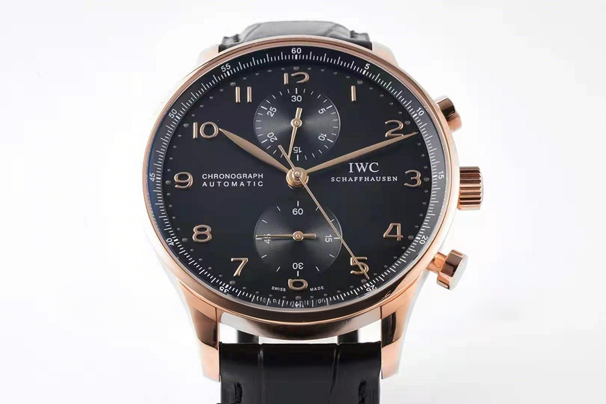 IWC Portugieser Chronograph IW371482 Black Dial in Rose Gold-fasswatch