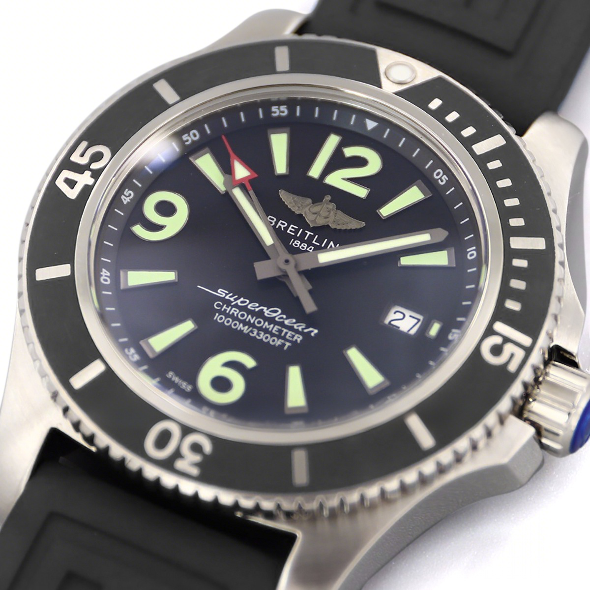 Breitling Superocean Automatic 44mm in Black Dial on Black Bezel on Rubber Strap-fasswatch