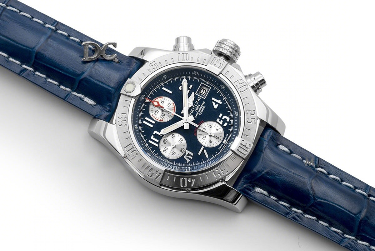 Breitling Colt Chronograph 44mm Blue Dial in Steel on Leather Strap-fasswatch