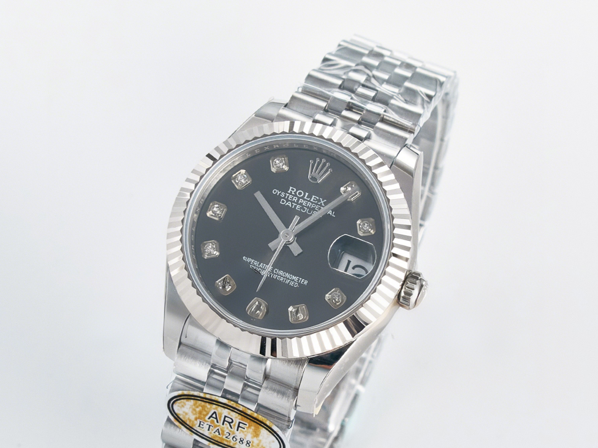 Rolex DateJust 31 278274 ARF 1:1 Best Edition 904L Steel Gray Diamonds Dial on SS Jubilee Bracelet ETA 2688-fasswatch