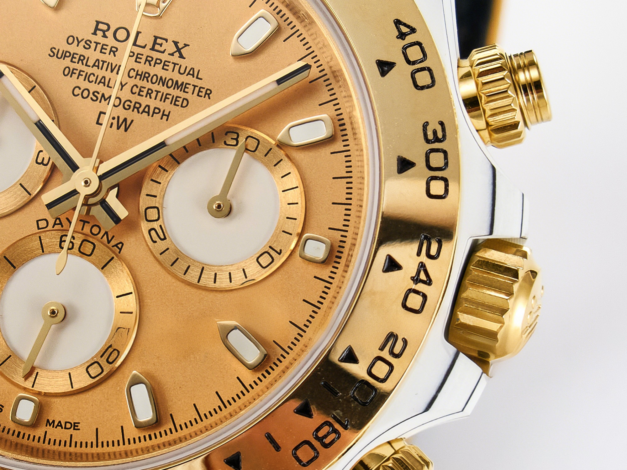 Rolex Daytona DIW White Carbon Case YG Bezel DIWF Edition YG Dial on Brown Leather Strap A7750-fasswatch