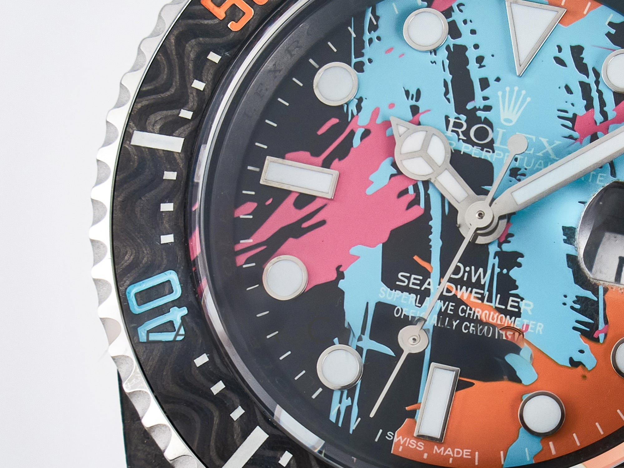 Rolex Sea Dweller 43mm Carbon DIWF Best Edition Graffiti Dial on Black Nylon Strap A2824-fasswatch