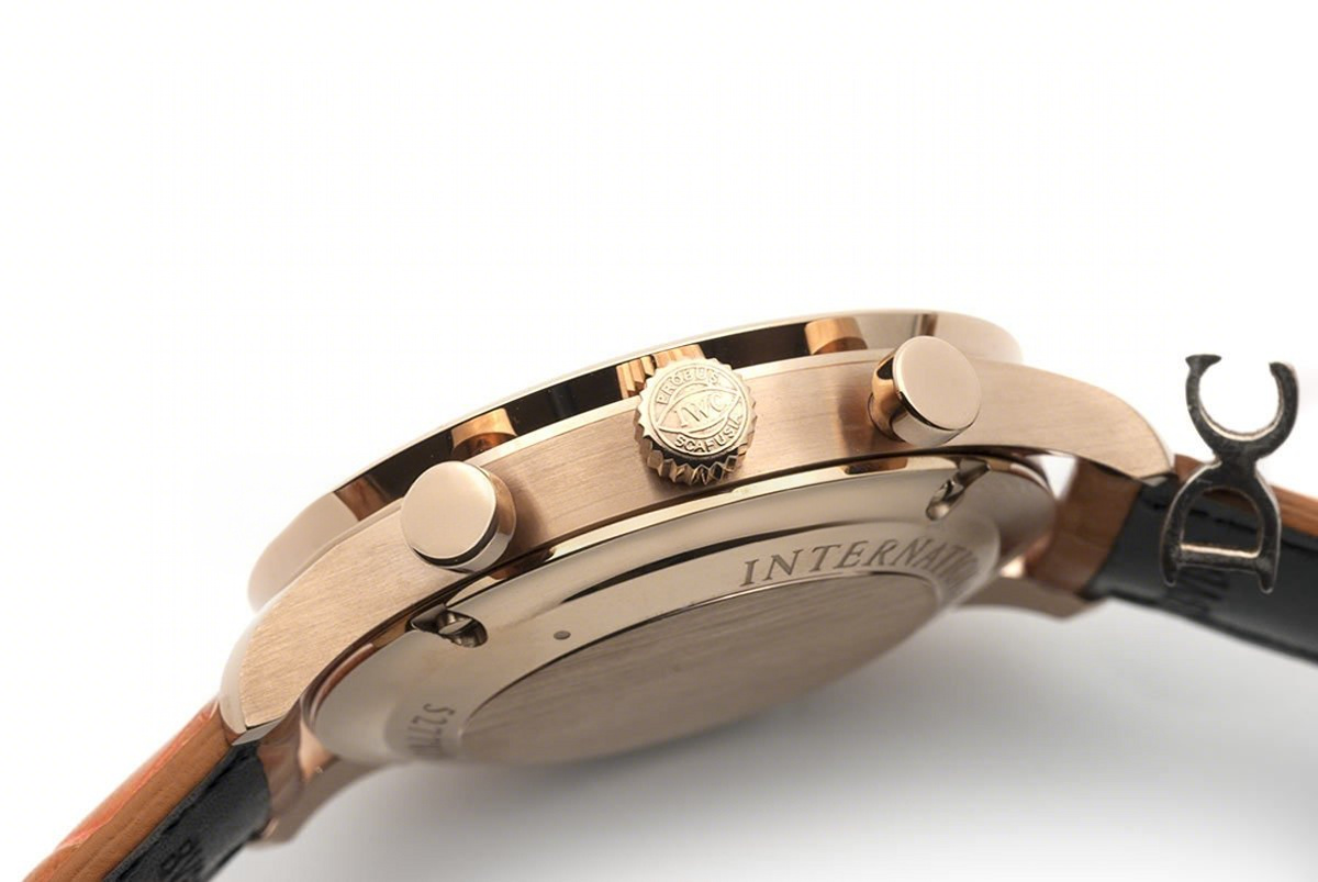 IWC Portugieser Chronograph Automatic White Dial in Rose Gold on Orange Leather Strap-fasswatch