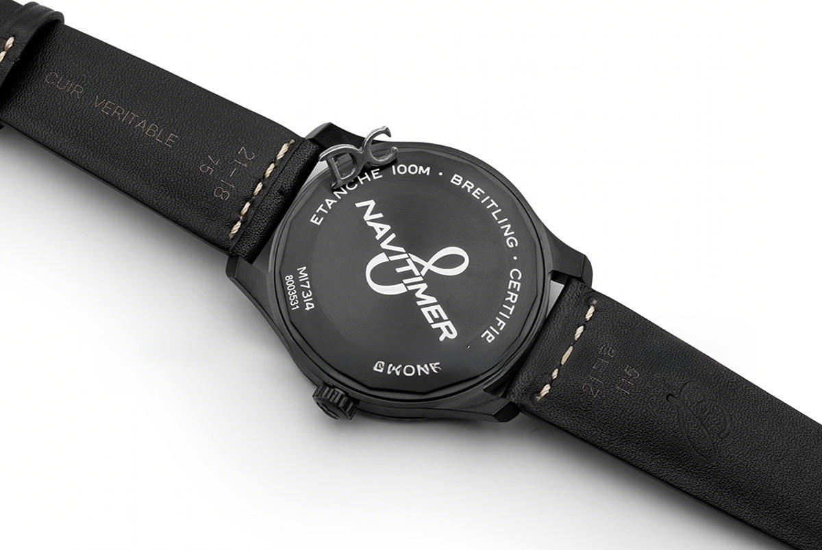 Breitling Navitimer 8 Automatic 41 Black Dial in PVD on Black Leather Strap-fasswatch