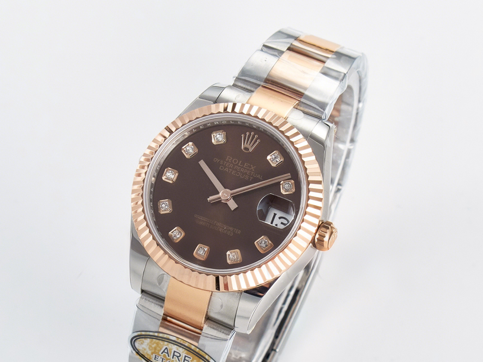 Rolex DateJust 31 278271 ARF 1:1 Best Edition 904L Steel Brown Diamonds Dial on SS/RG Oyster Bracelet ETA 2688-fasswatch