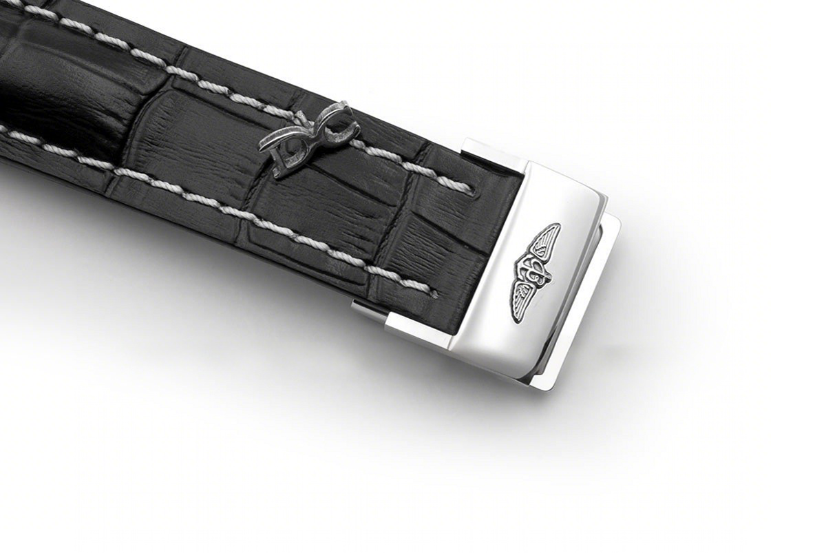 Breitling Colt Chronograph 44mm Black Dial in Steel on Black Leather Strap-fasswatch