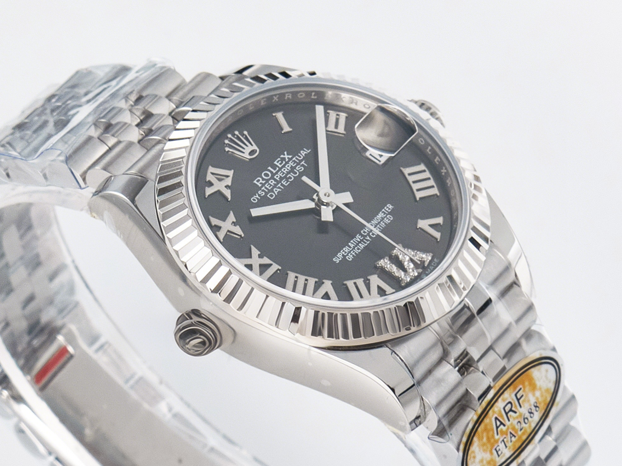 Rolex DateJust 31 278274 ARF 1:1 Best Edition 904L Steel Gray Roman Diamonds Dial on SS Jubilee Bracelet ETA 2688-fasswatch