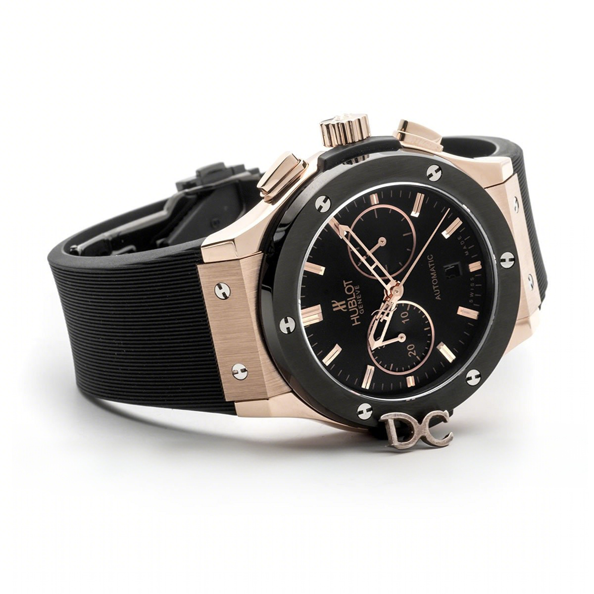 Hublot Classic Fusion Chronograph Black Dial in Rose Gold-fasswatch