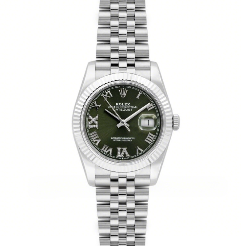 Rolex Datejust 36 Olive Green Dial with Roman/Diamond Markers-fasswatch