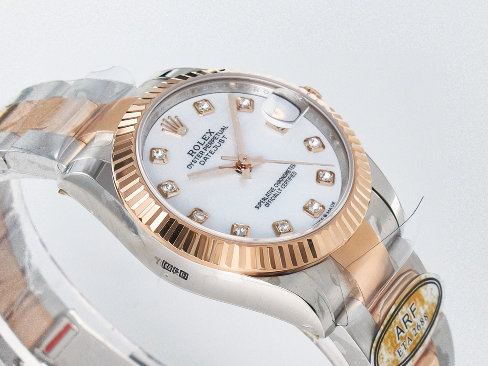 Rolex DateJust 31 278271 ARF 1:1 Best Edition 904L Steel White MOP Diamonds Dial on SS/RG Oyster Bracelet ETA 2688-fasswatch