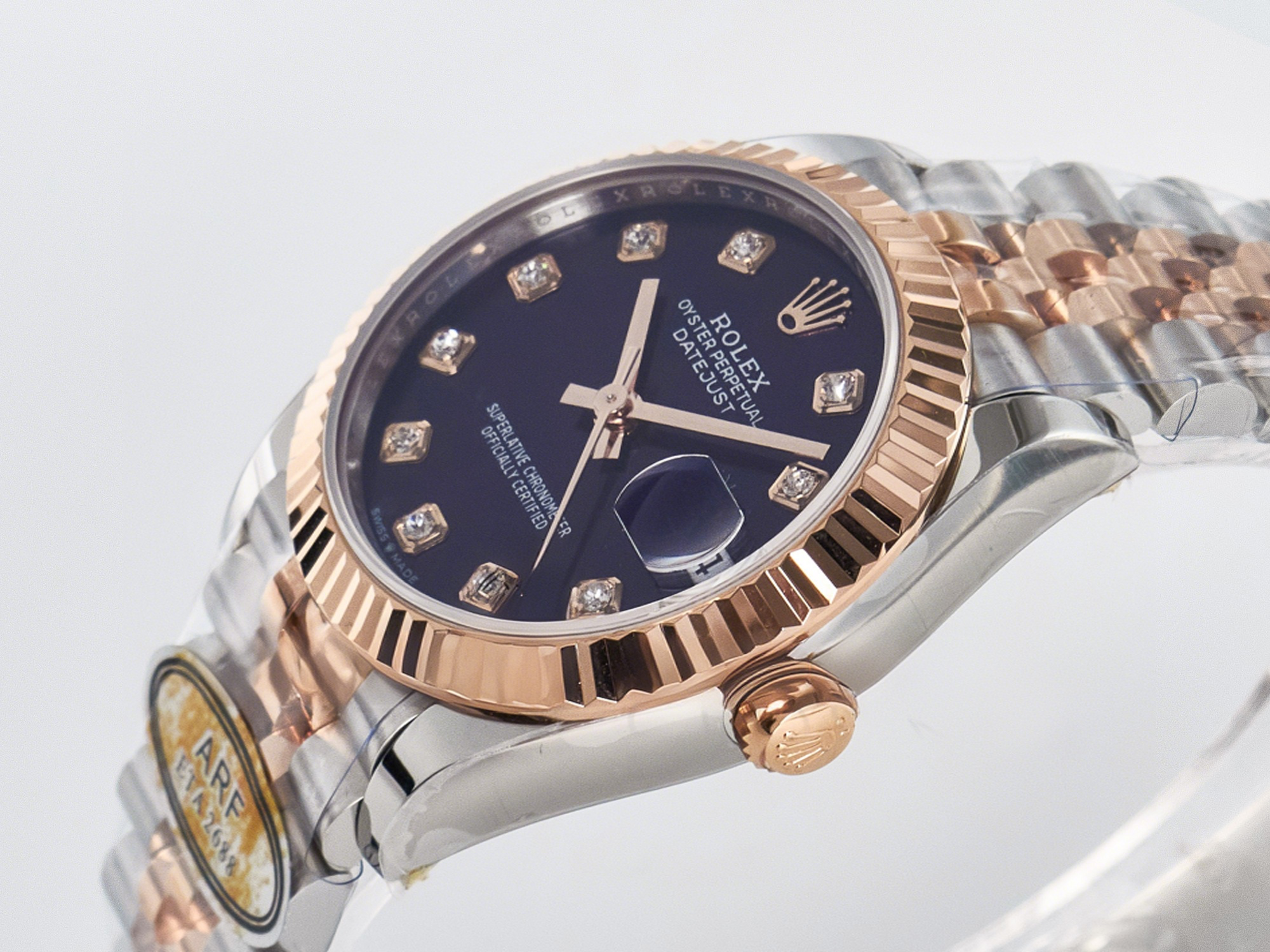 Rolex DateJust 31 278271 ARF 1:1 Best Edition 904L Steel Purple Diamonds Dial on SS/RG Jubilee Bracelet ETA 2688-fasswatch