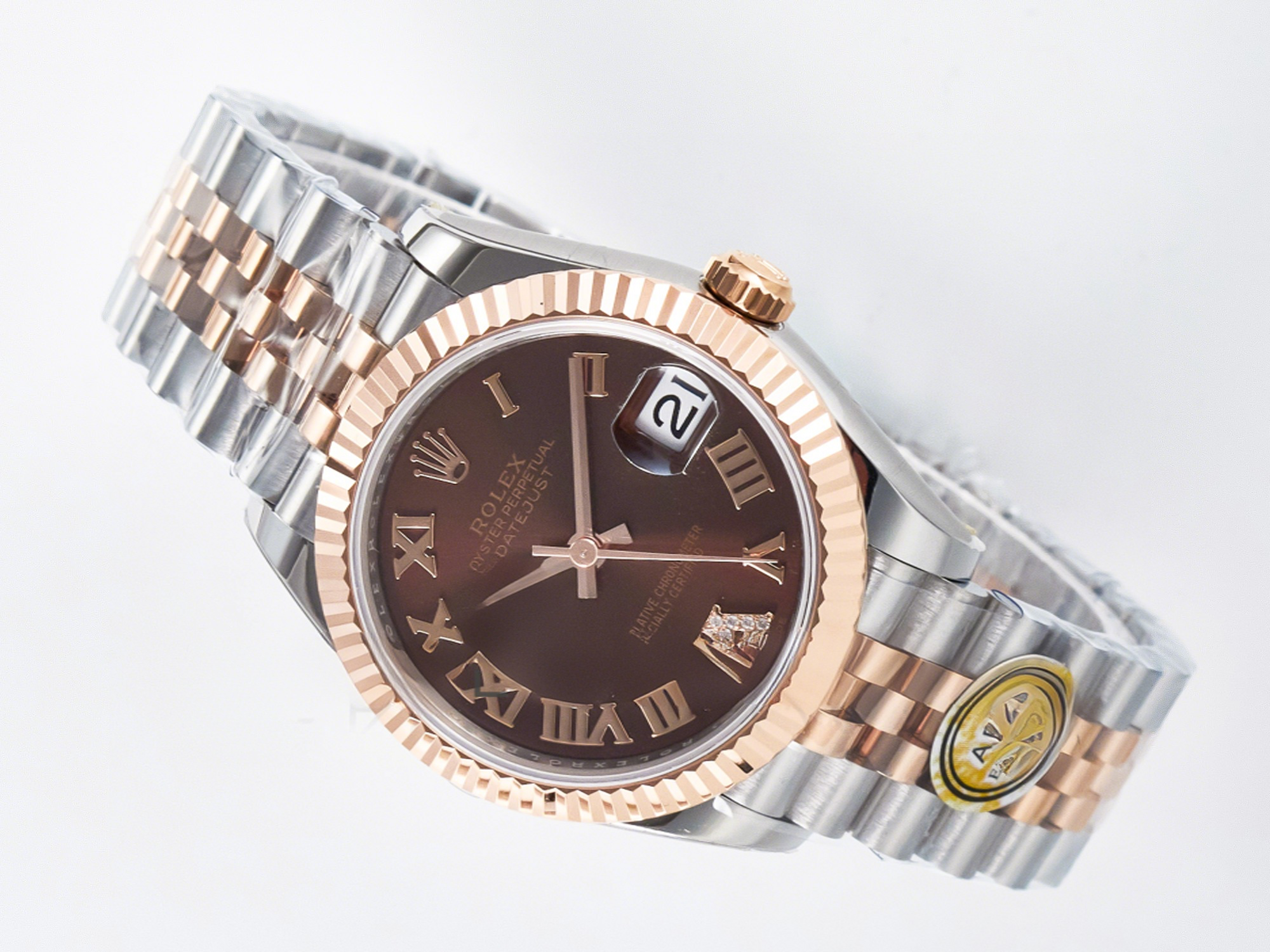 Rolex DateJust 31 278271 ARF 1:1 Best Edition 904L Steel Brown Roman Diamonds Dial on SS/RG Jubilee Bracelet ETA 2688-fasswatch