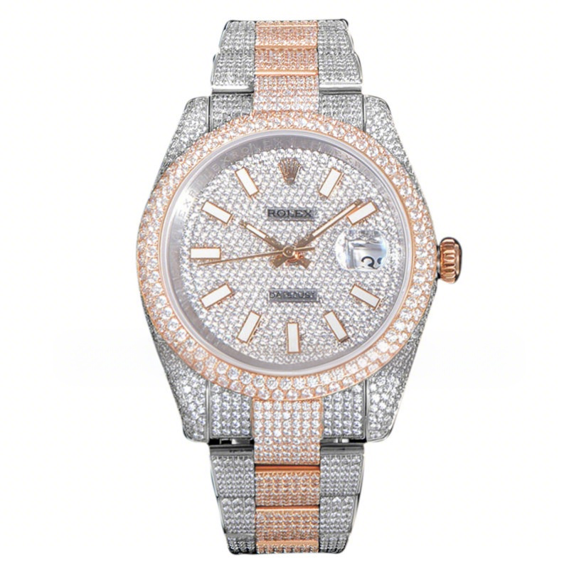 Rolex Datejust 41 126334 Diamond Paved Dial with Stick Markers in Rose Gold-fasswatch