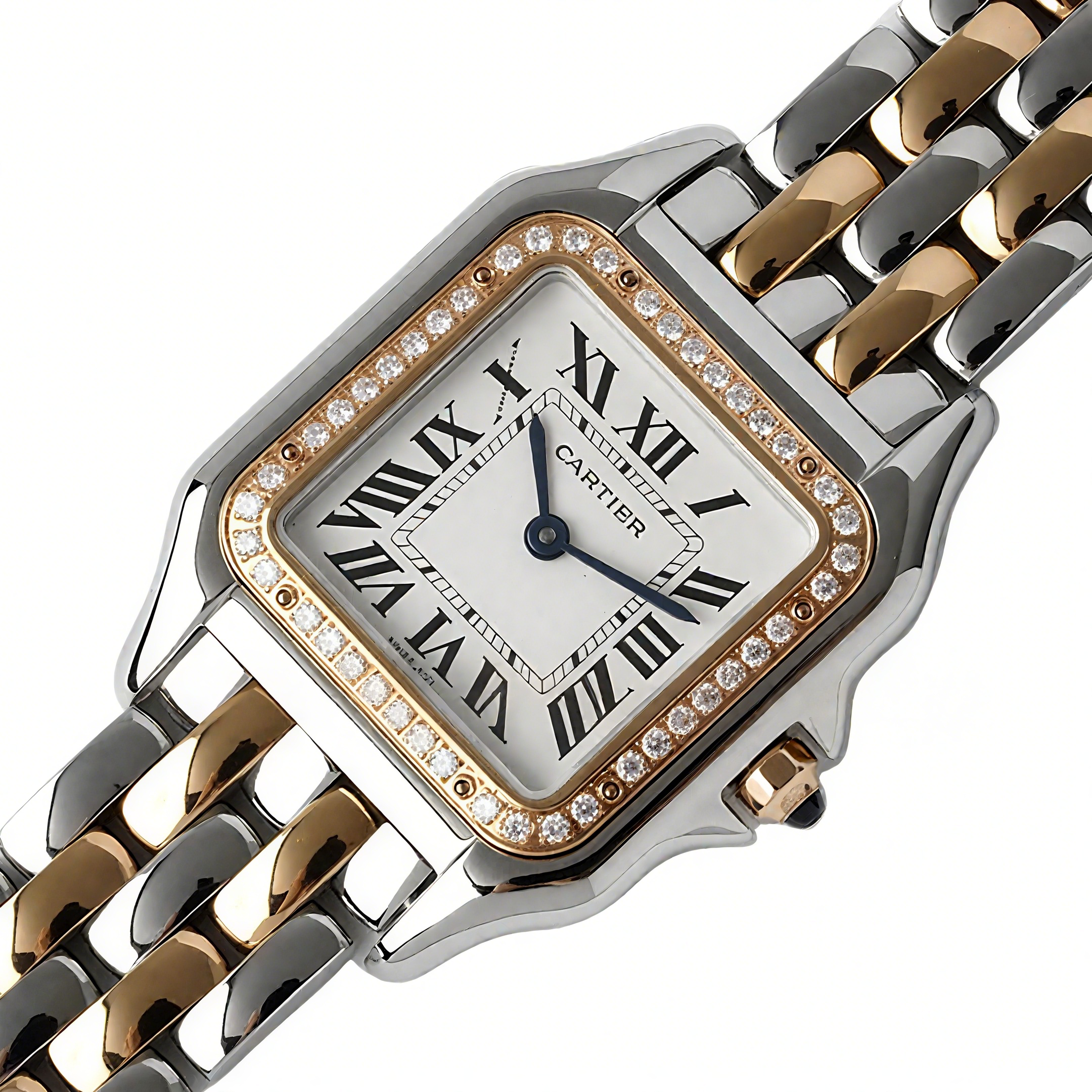 Cartier Panthère De Cartier 27mm White Dial in Steel/Rose Gold with Diamond Bezel-fasswatch