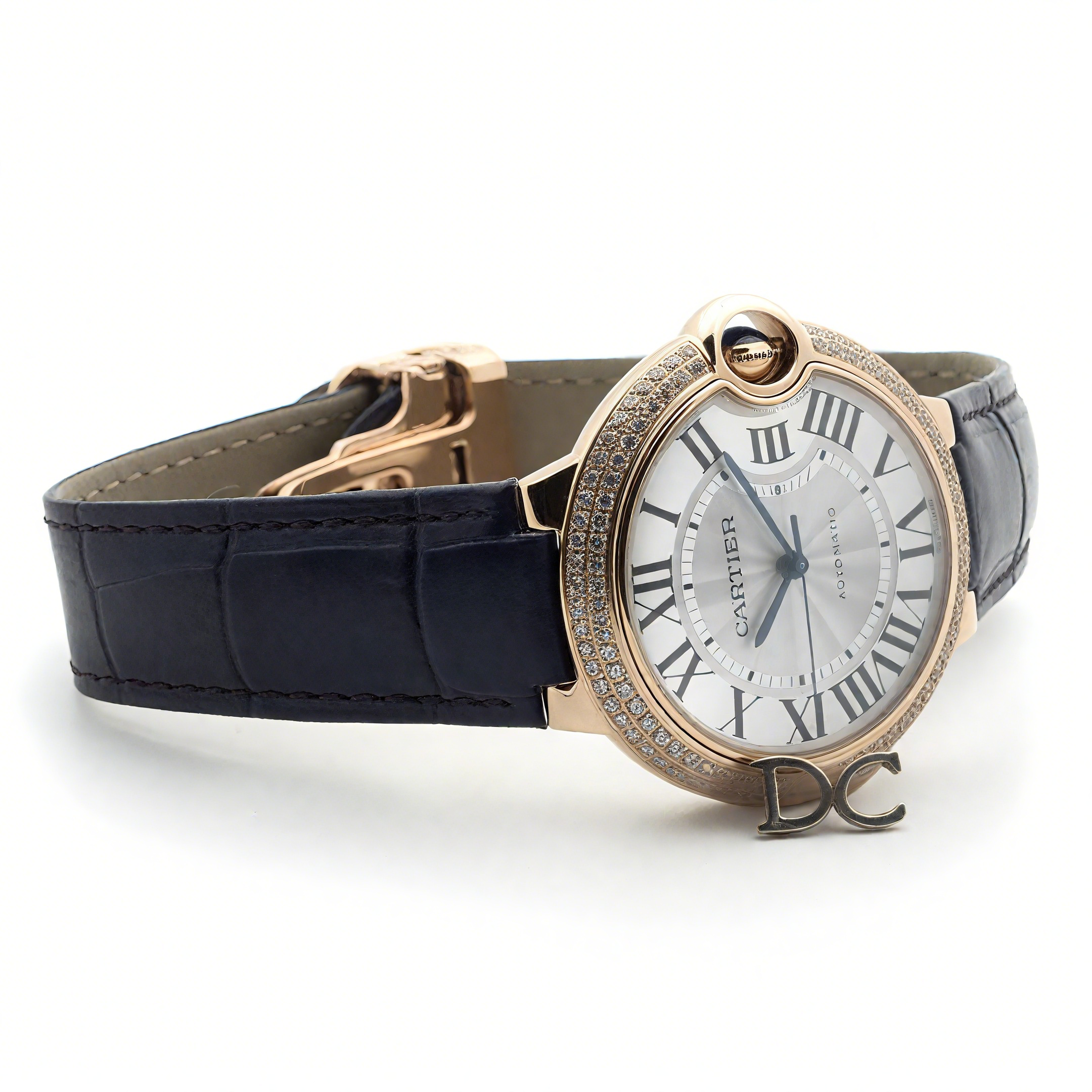 Ballon Bleu de Cartier 36mm White Dial in Rose Gold with Diamonds-fasswatch