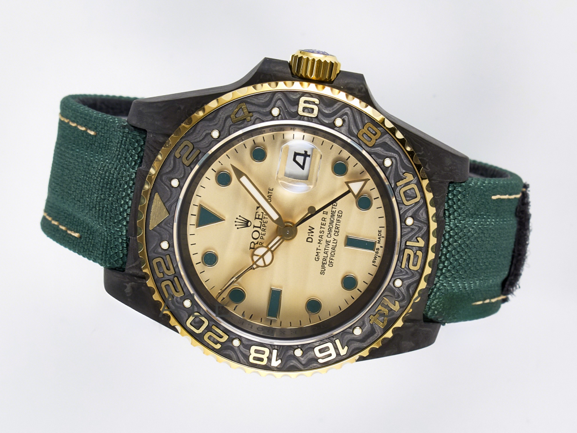 Rolex GMT Carbon DIWF Best Edition Yellow Dial on Green Nylon Strap SA3285 CHS V2-fasswatch