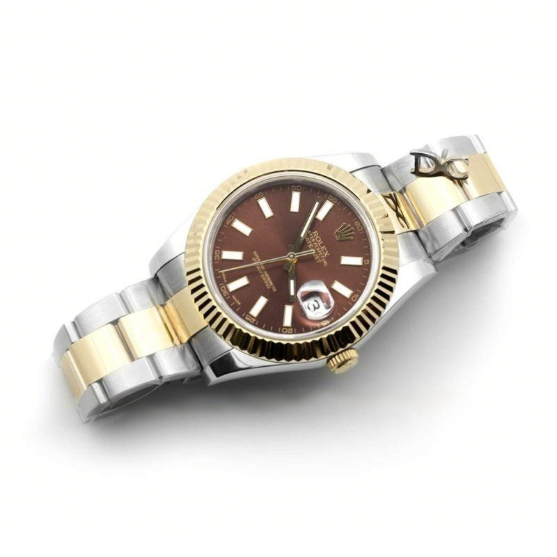 Rolex Datejust II 116233 Brown Dial in Yellow Gold/Steel with Stick Markers-fasswatch