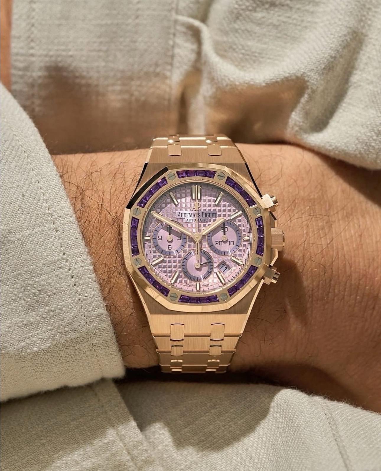 Audemars Piguet Royal Oak Chronograph 38 Pink Gold / Amethysts / Purple - 26319OR.AY.1256OR.01-fasswatch