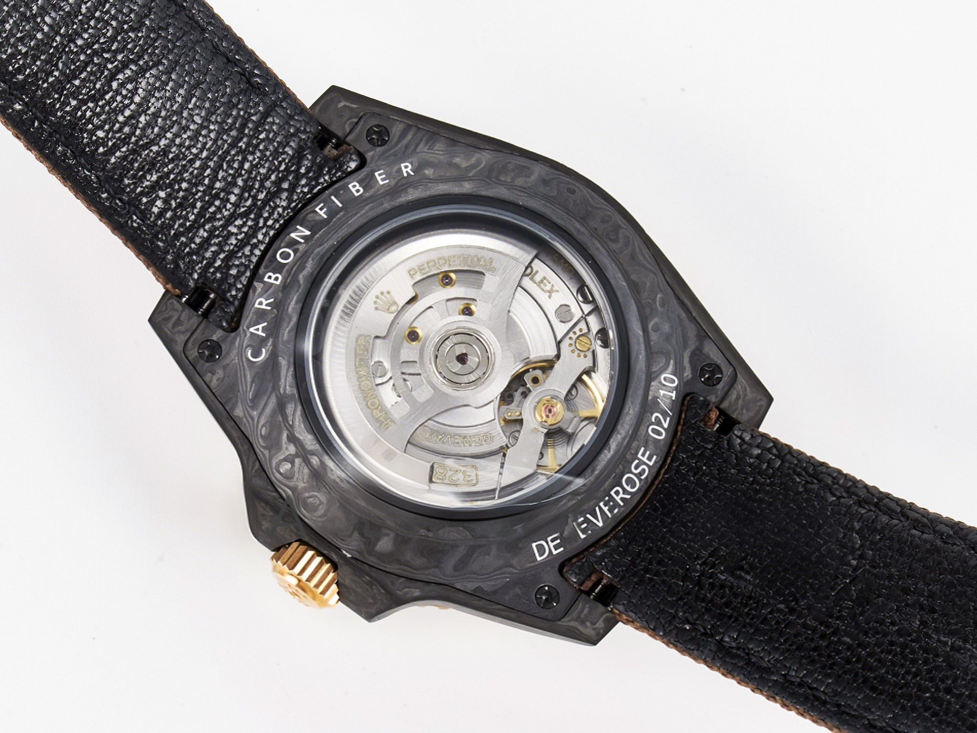 Rolex GMT Carbon DIWF Best Edition Yellow Roman Dial on Brown Nylon Strap SA3285 CHS V2-fasswatch