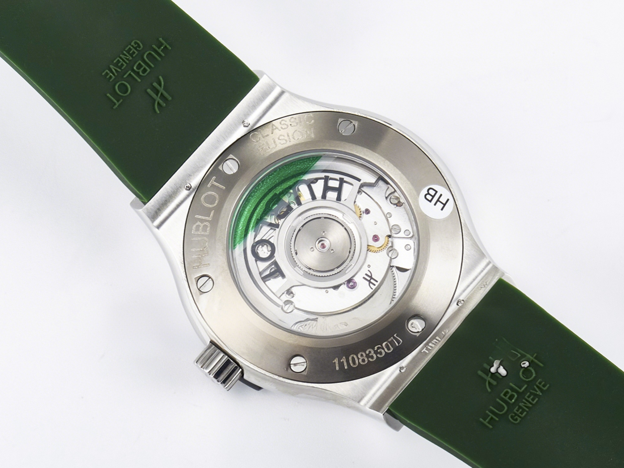 Hublot Classic Fusion Bang 42mm HBF 1:1 Best Edition Green Dial Diamonds Bezel on Green Rubber Strap A2892-fasswatch