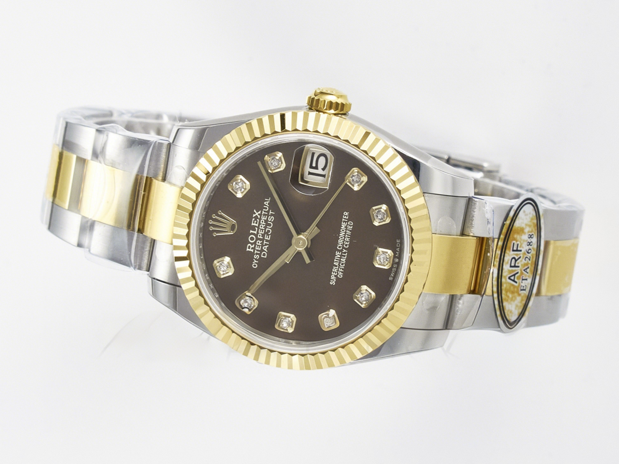 Rolex DateJust 31 278273 ARF 1:1 Best Edition 904L Steel Brown Diamonds Dial on SS/YG Oyster Bracelet ETA 2688-fasswatch