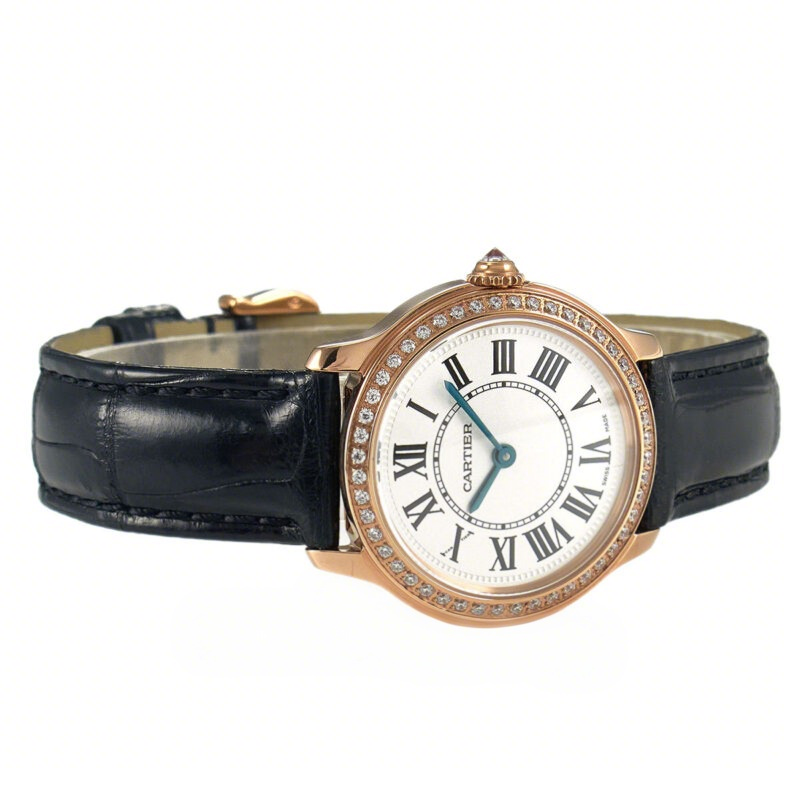 Cartier Ronde Must De Cartier 29mm White Dial with Diamond Bezel in Rose Gold-fasswatch
