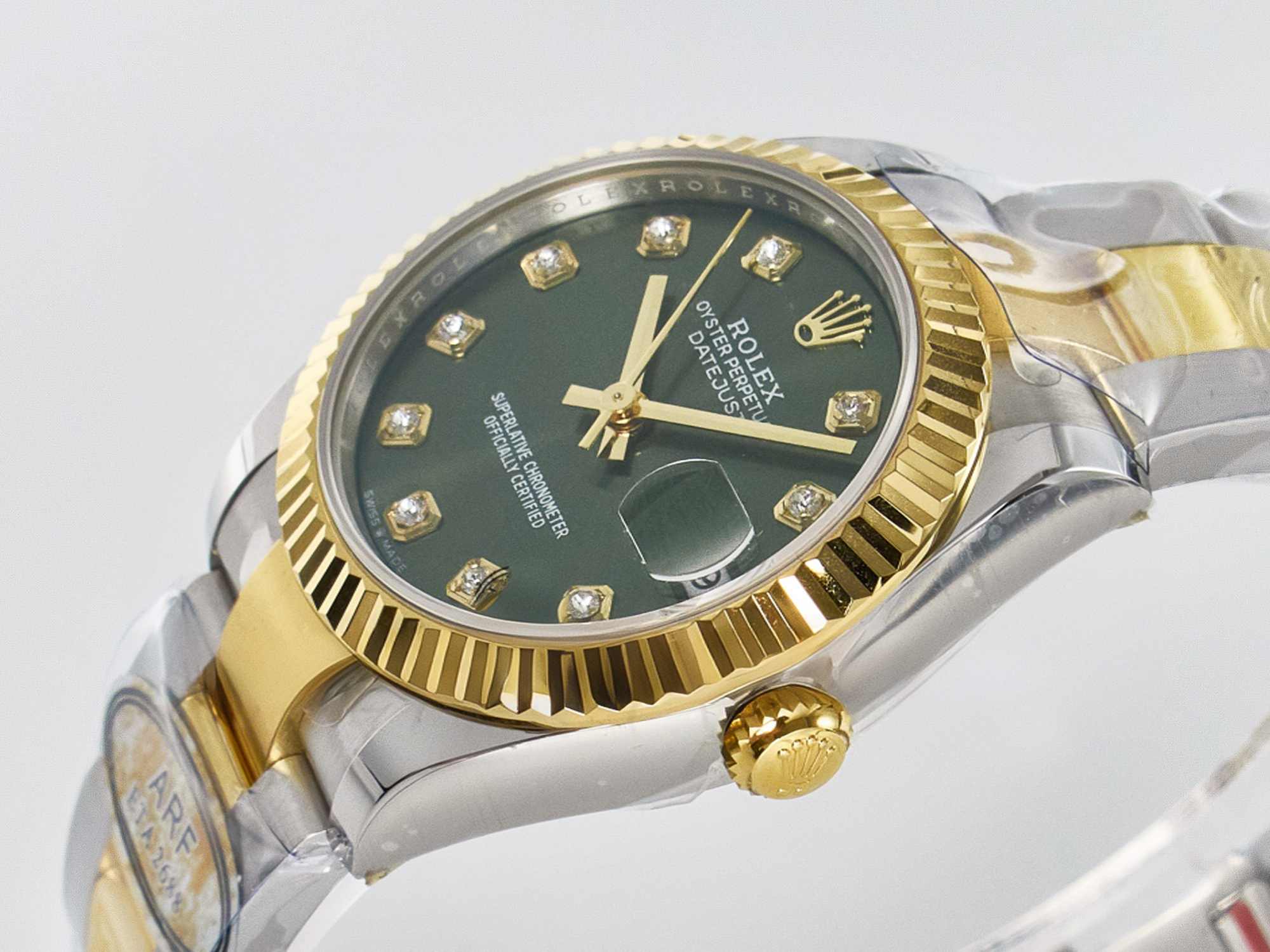 Rolex DateJust 31 278383 ARF 1:1 Best Edition 904L Steel Green Diamonds Dial on SS/YG Oyster Bracelet ETA 2688-fasswatch