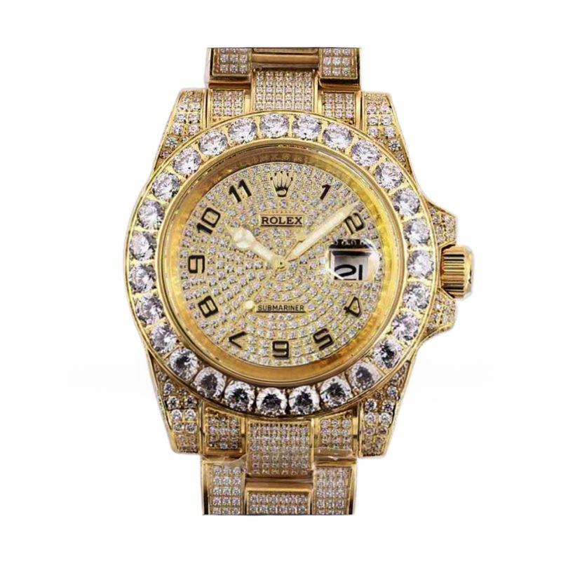 Rolex Submariner 116659 Full Diamond Paved Dial with Numeral Markers in Yellow Gold-fasswatch
