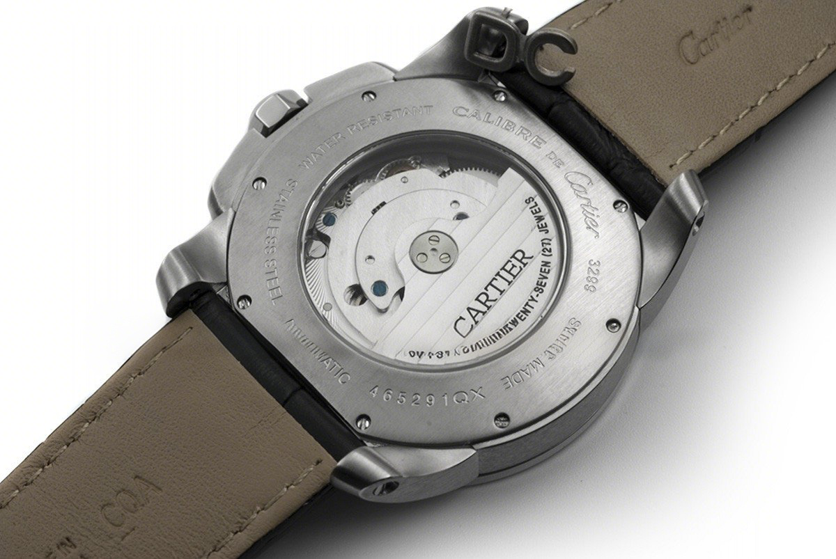 Calibre de Cartier White Dial on Black Leather Strap-fasswatch