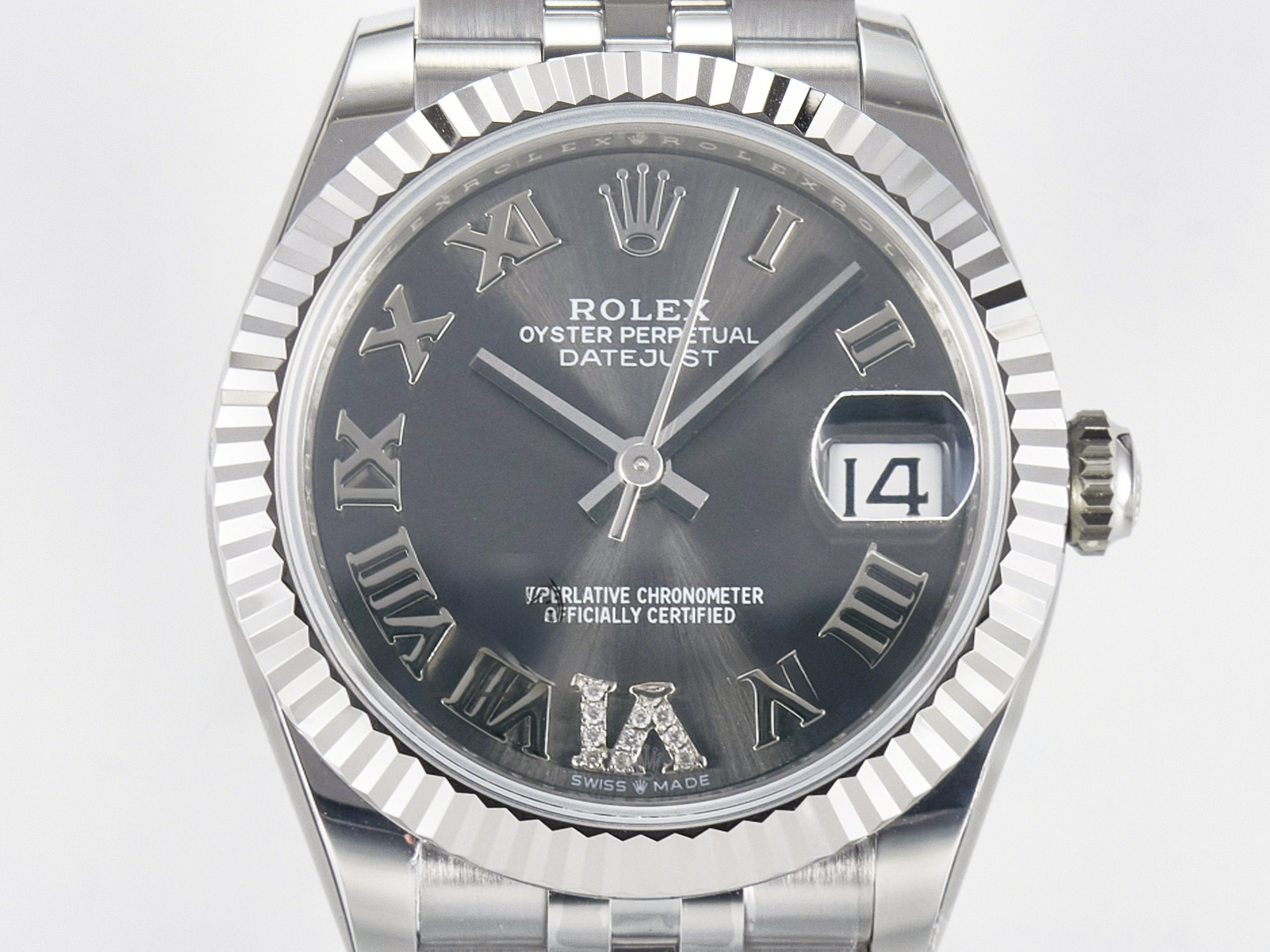 Rolex DateJust 31 278274 ARF 1:1 Best Edition 904L Steel Gray Roman Diamonds Dial on SS Jubilee Bracelet ETA 2688-fasswatch