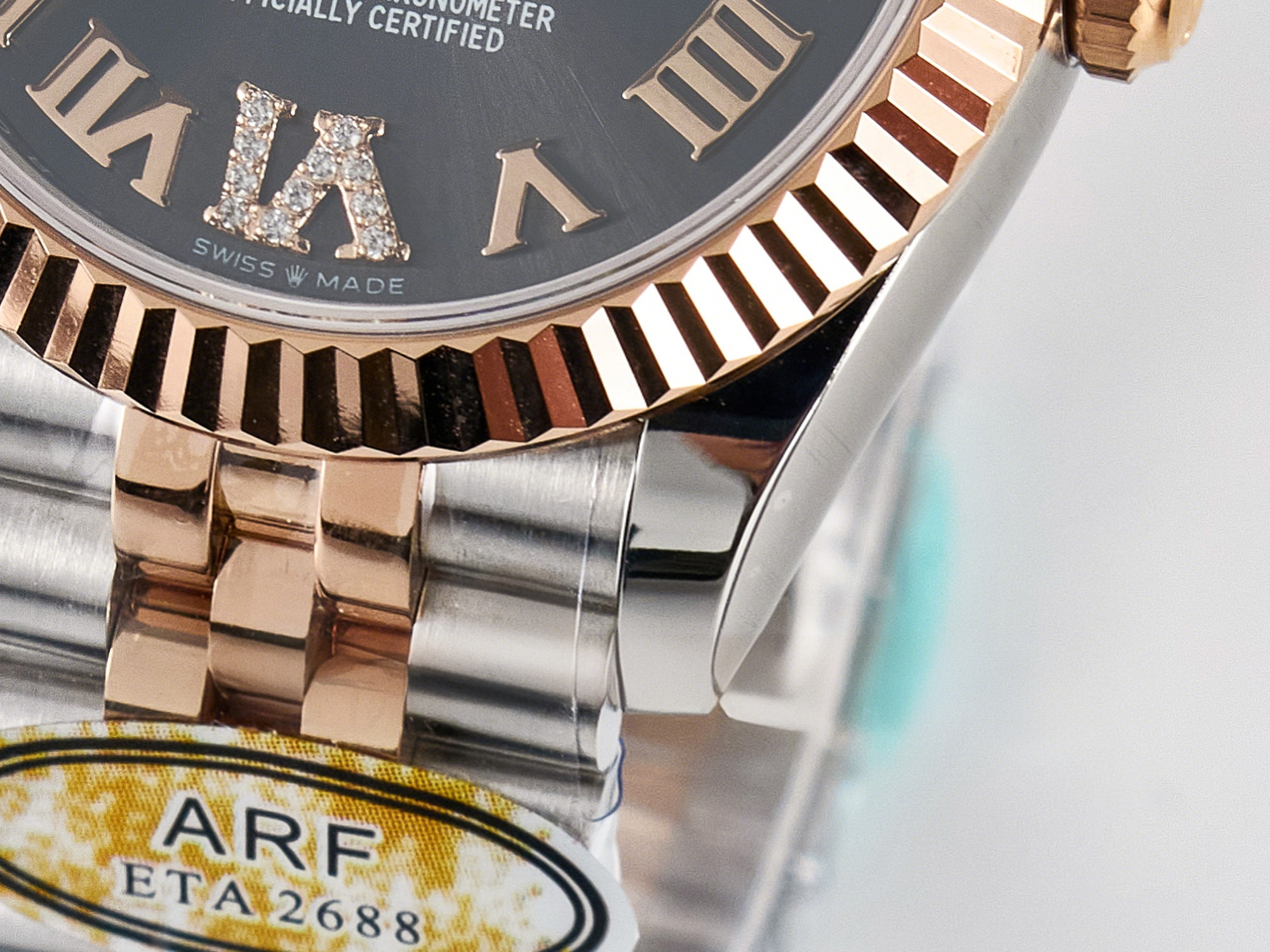 Rolex DateJust 31 278271 ARF 1:1 Best Edition 904L Steel Gray Roman Diamonds Dial on SS/RG Jubilee Bracelet ETA 2688-fasswatch