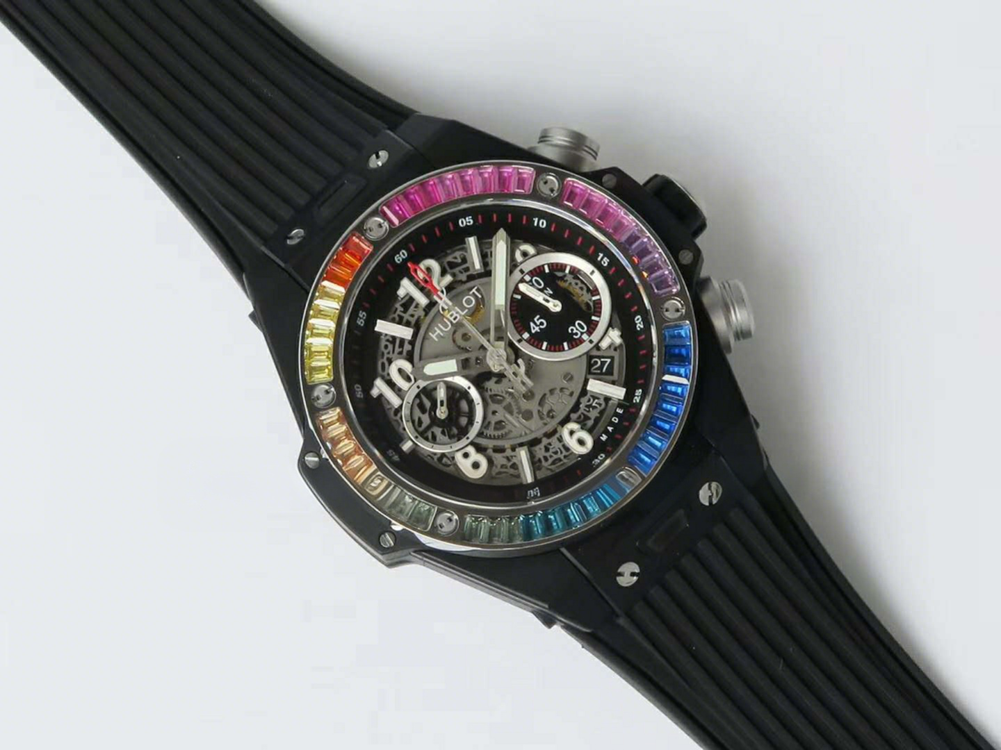 Hublot Big Bang Unico Black Magic with Rainbow Diamonds-fasswatch