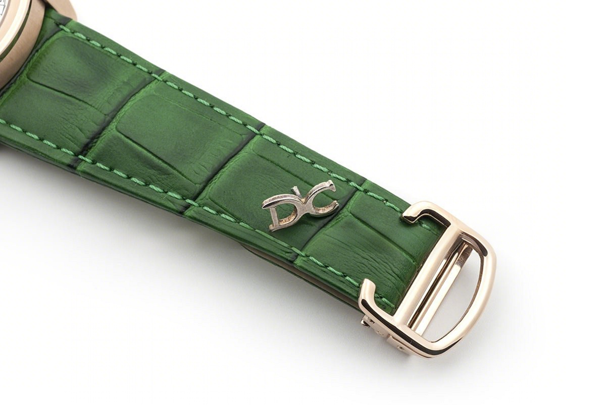Calibre de Cartier White Dial in Rose Gold on Green Leather Strap-fasswatch