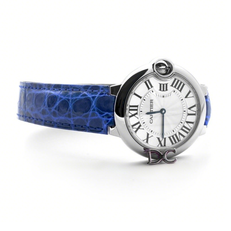 Cartier Ballon Bleu de Cartier 36mm White Dial in Steel on Blue Leather Strap-fasswatch