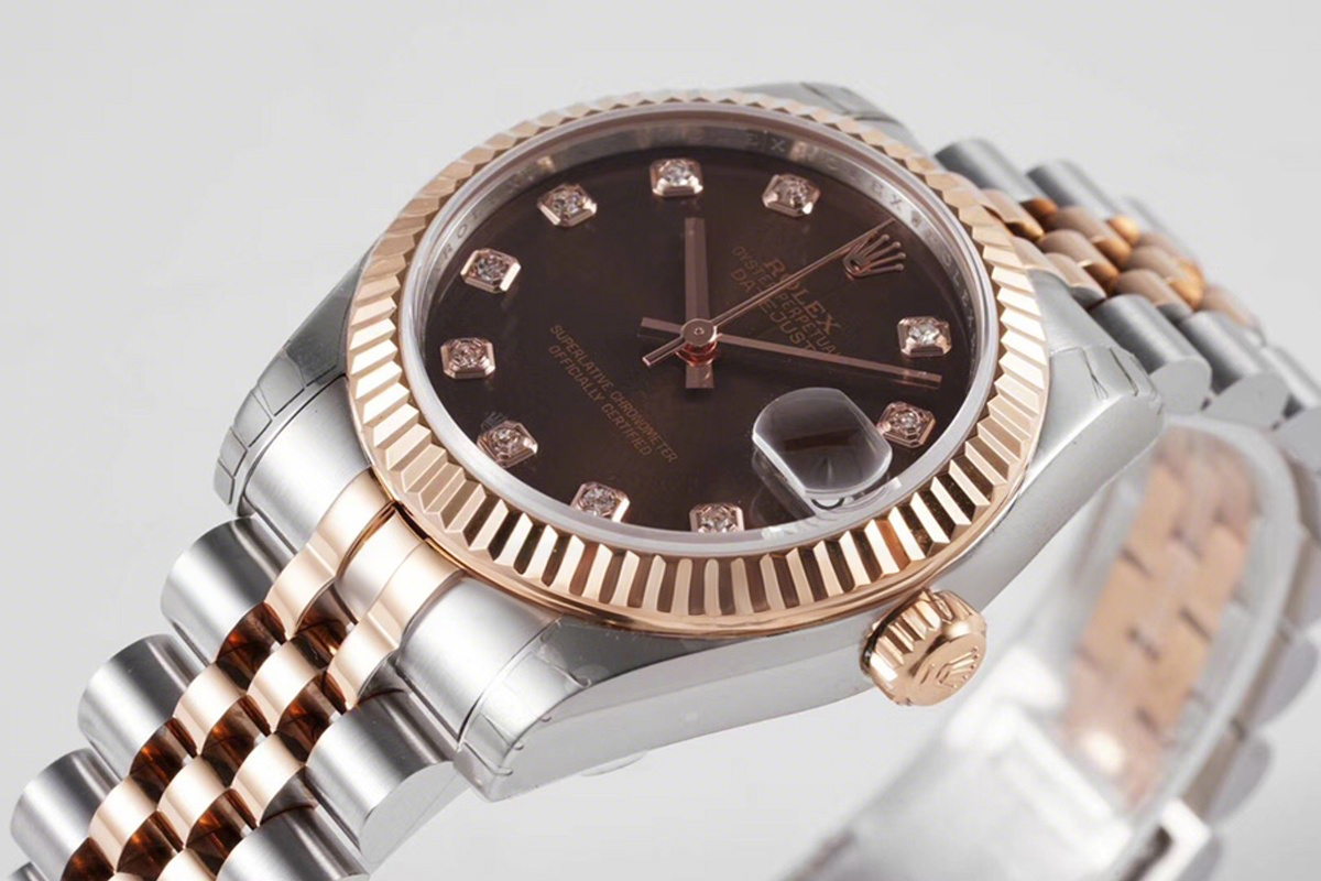 Rolex Datejust 31 278271 Chocolate Dial Diamond Markers in Everose Gold/Steel-fasswatch
