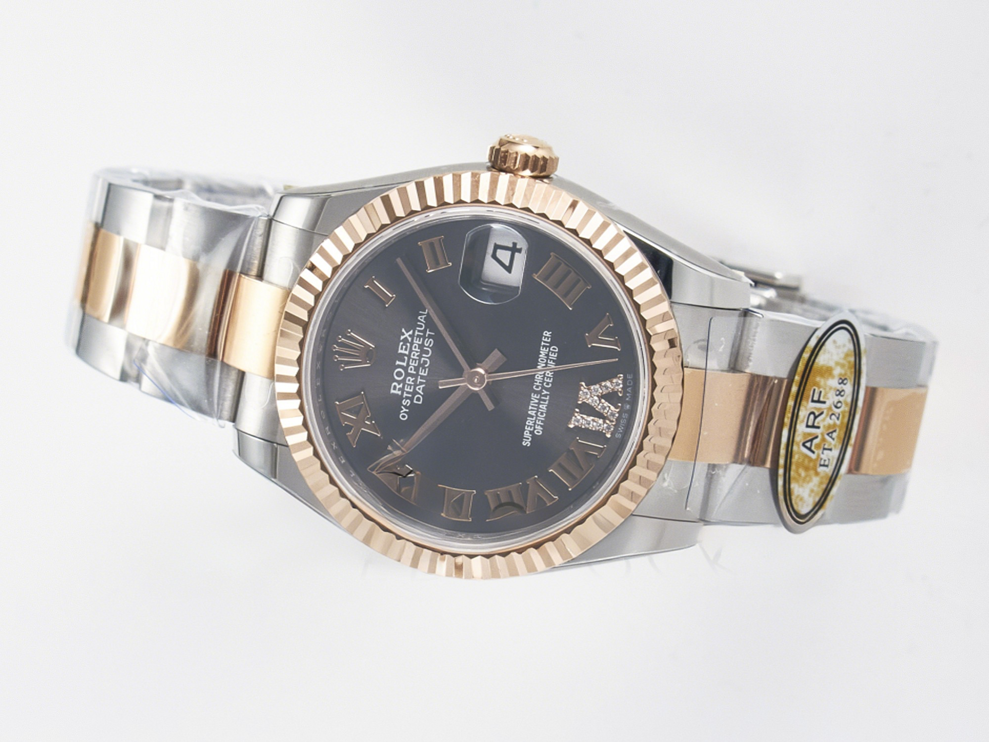 Rolex DateJust 31 278271 ARF 1:1 Best Edition 904L Steel Gray Roman Diamonds Dial on SS/RG Oyster Bracelet ETA 2688-fasswatch