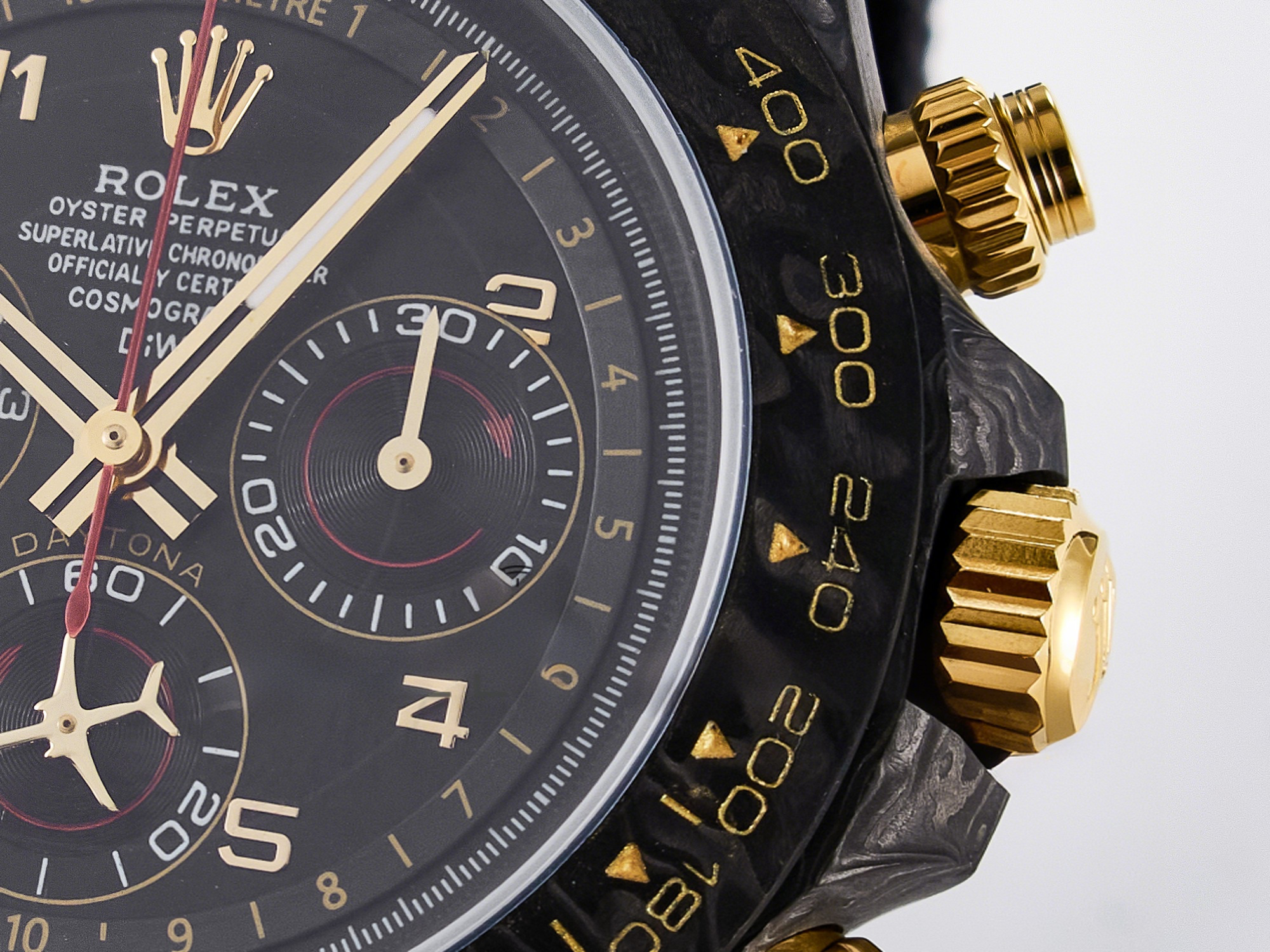 Rolex Daytona DIW “AVIA BLACK” Carbon DIWF 1:1 Best Edition Black/Red Dial on Black/Yellow Nylon Strap SH4130-fasswatch