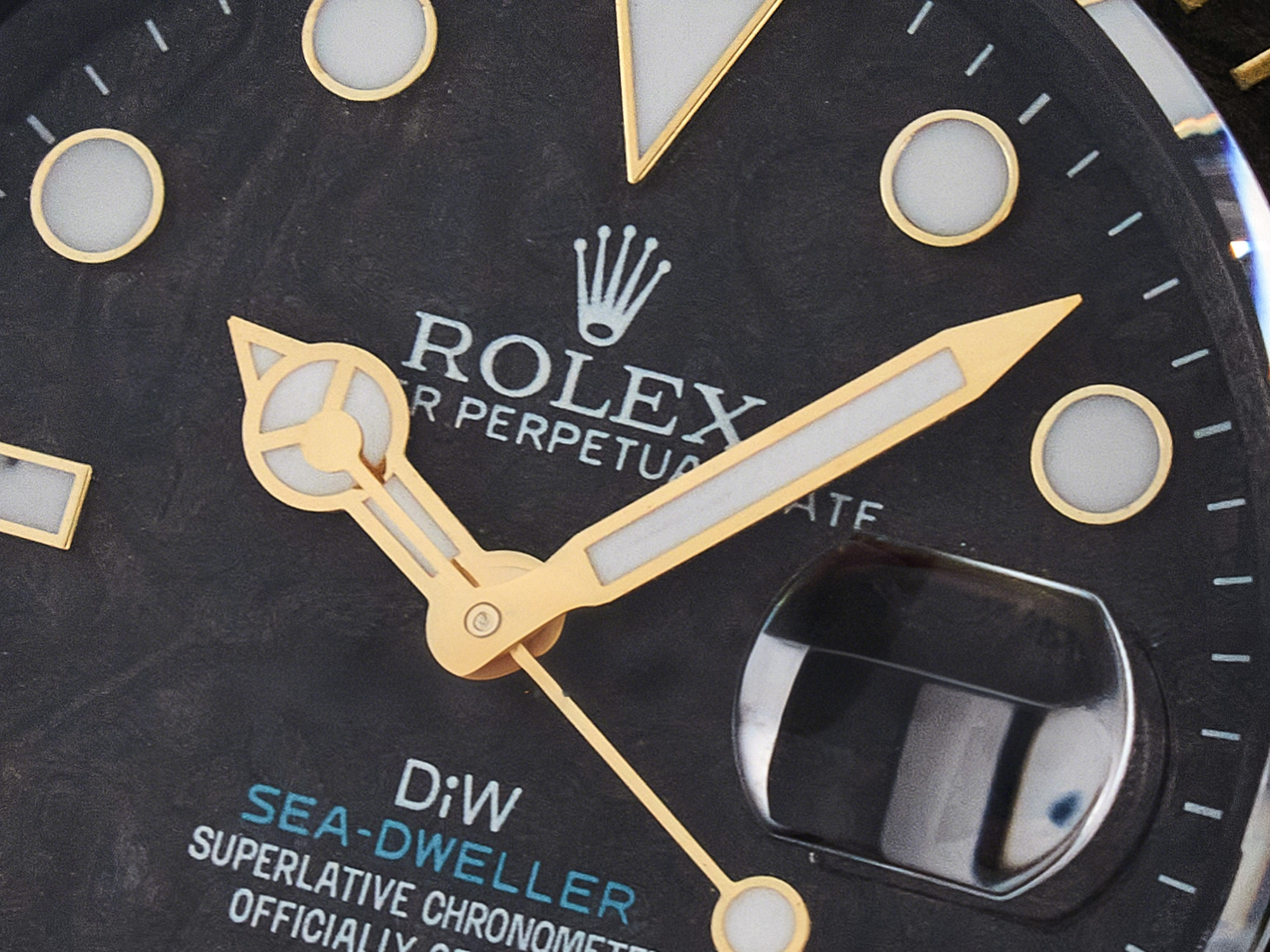Rolex Sea Dweller 43mm Carbon DIWF Best Edition Black Dial YG Bezel on Blue Nylon Strap A2824-fasswatch