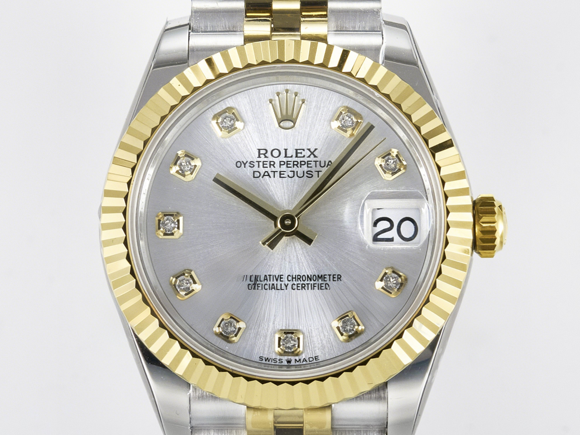 Rolex DateJust 31 278273 ARF 1:1 Best Edition 904L Steel Silver Diamonds Dial on SS/YG Jubilee Bracelet ETA 2688-fasswatch