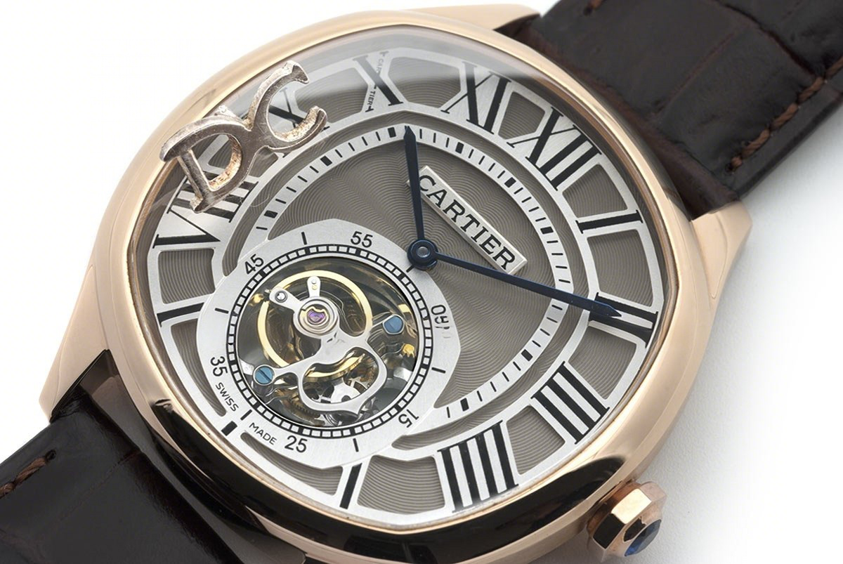Cartier Drive de Cartier Tourbillon Grey Dial in Rose Gold on Black Leather Strap-fasswatch