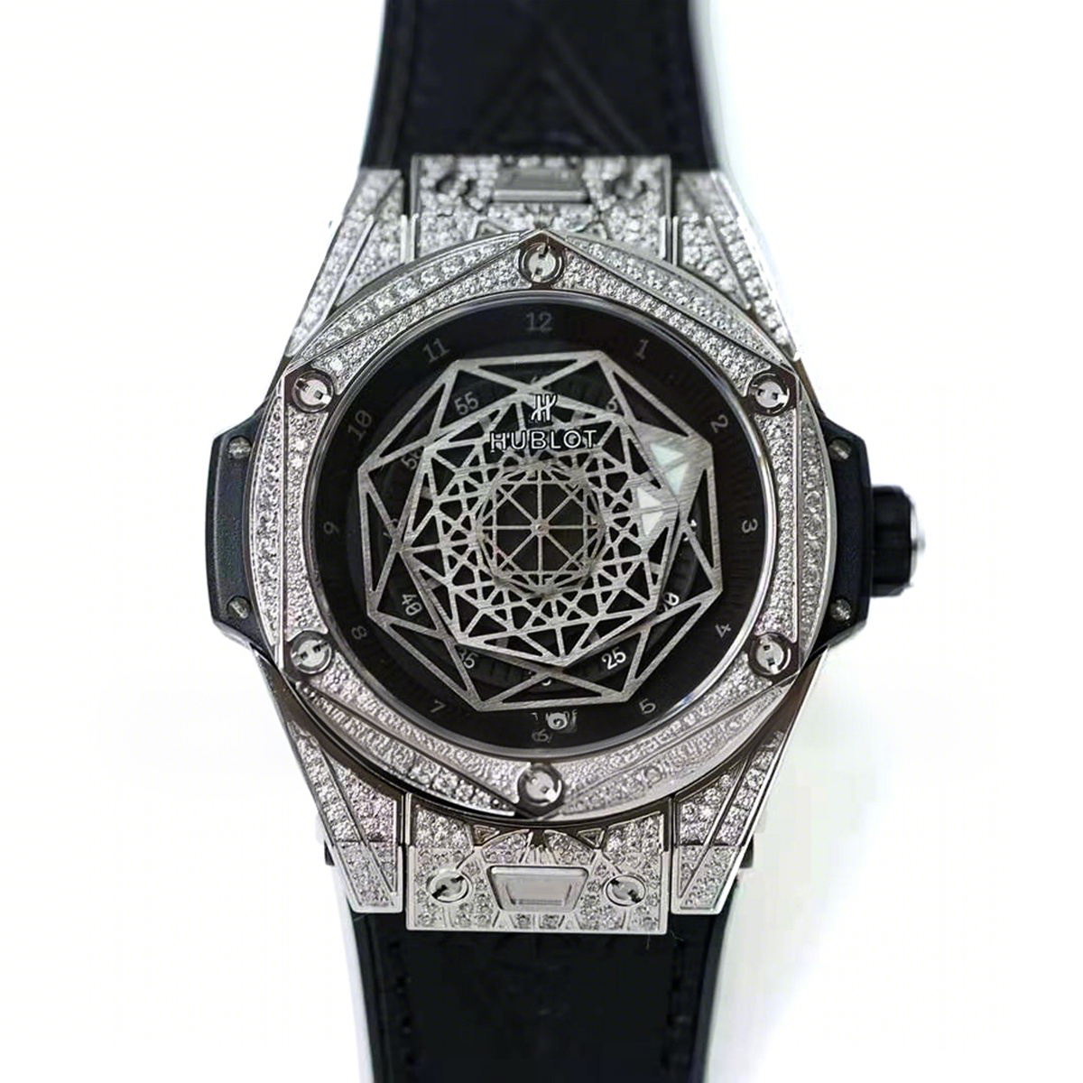 Hublot Big Bang Unico Sang Bleu Steel Pave Black-fasswatch