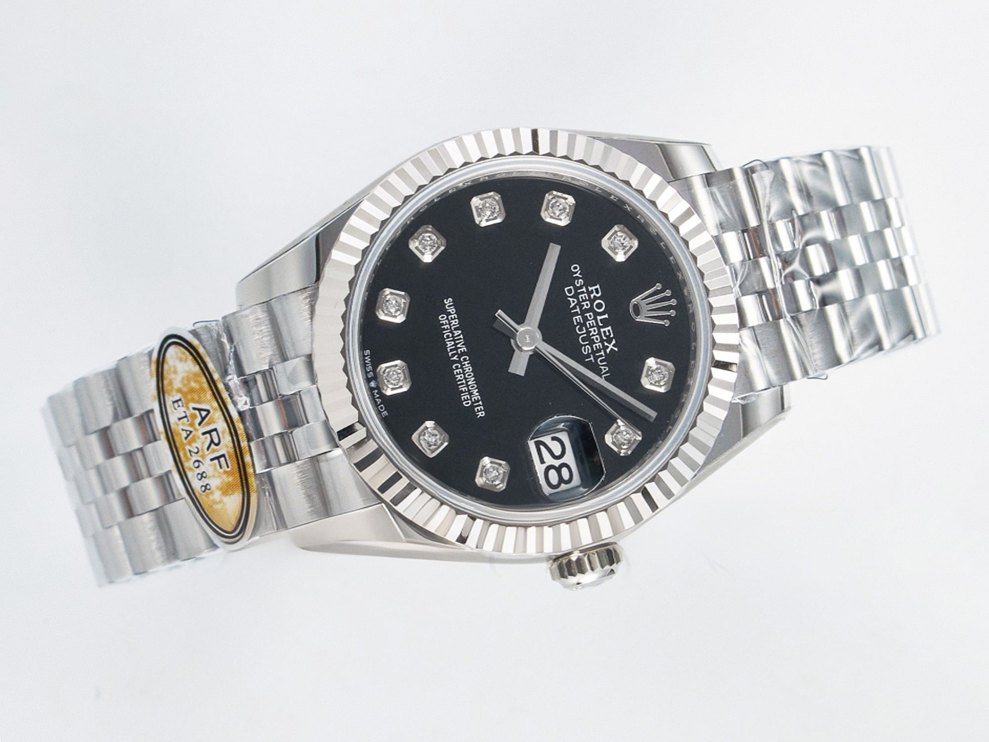 Rolex DateJust 31 278274 ARF 1:1 Best Edition 904L Steel Black Diamonds Dial on SS Jubilee Bracelet ETA 2688-fasswatch