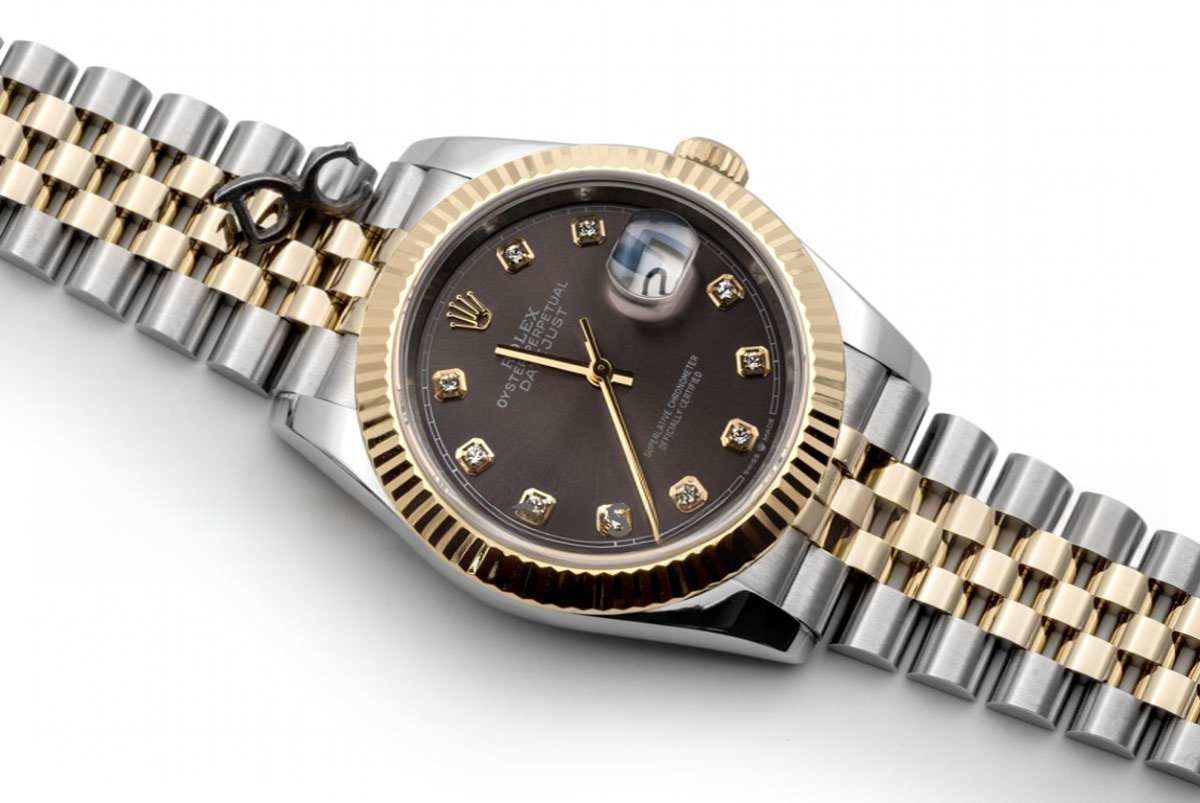 Rolex Datejust 36 126283RBR Dark Rhodium Dial in Yellow Gold and Steel with Diamond Markers-fasswatch