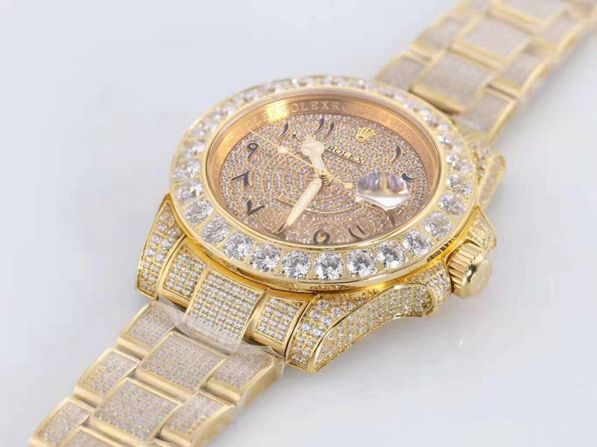 Rolex Submariner 116659 Full Diamond Paved Dial with Arabic Markers in Yellow Gold-fasswatch