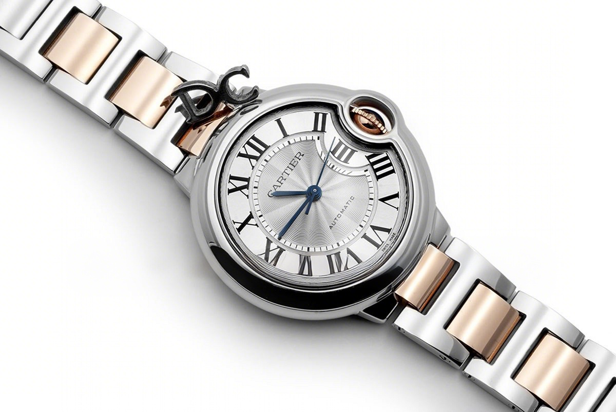 Cartier Ballon Bleu De Cartier 36mm Silver Dial in Steel/ Pink Gold-fasswatch