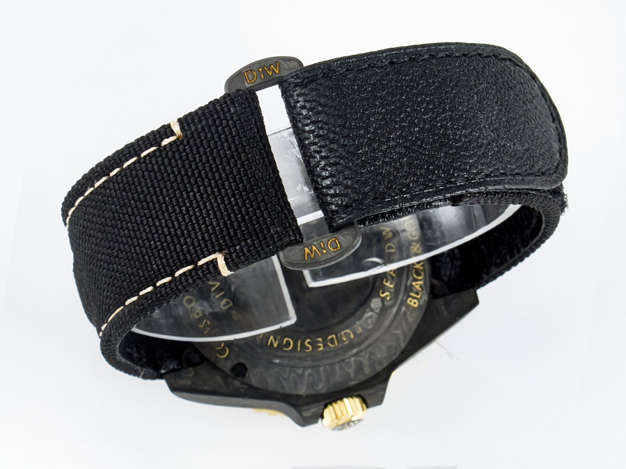 Rolex Sea Dweller 43mm Carbon DIWF Best Edition Black Dial YG Bezel on Black Nylon Strap A2824-fasswatch