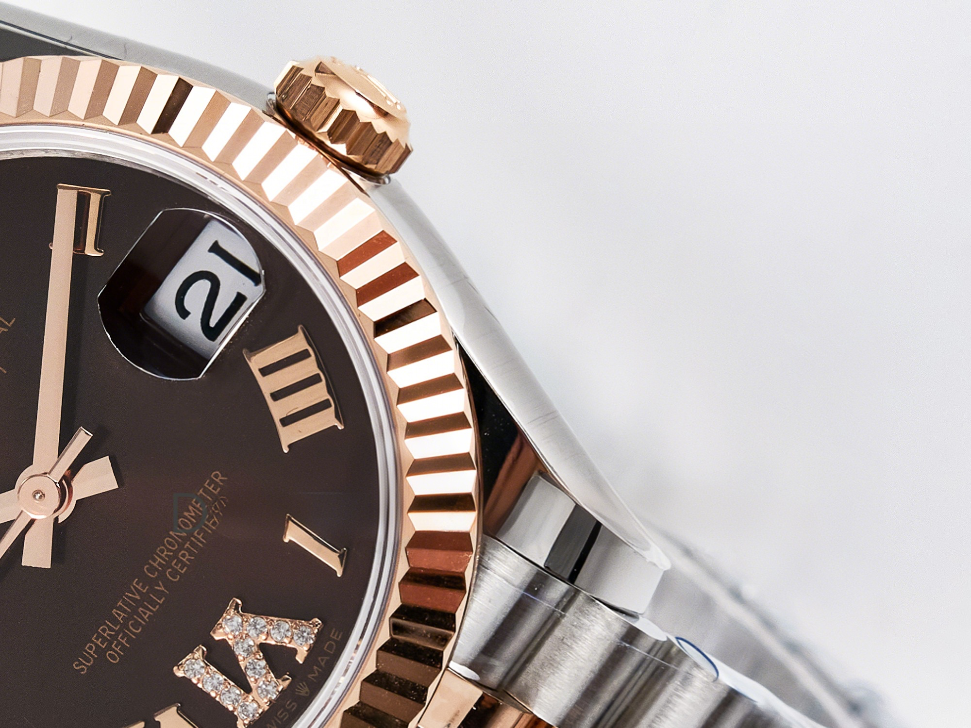 Rolex DateJust 31 278271 ARF 1:1 Best Edition 904L Steel Brown Roman Diamonds Dial on SS/RG Jubilee Bracelet ETA 2688-fasswatch